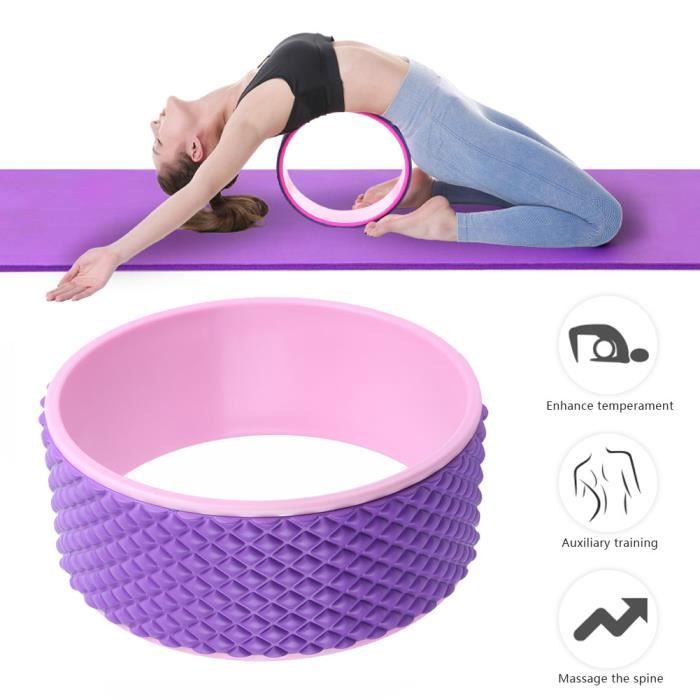 DUO Rouleau de yoga de massage de douleur de dos de roue de yoga de sport pour l'étirement du dos rose + rose rouge