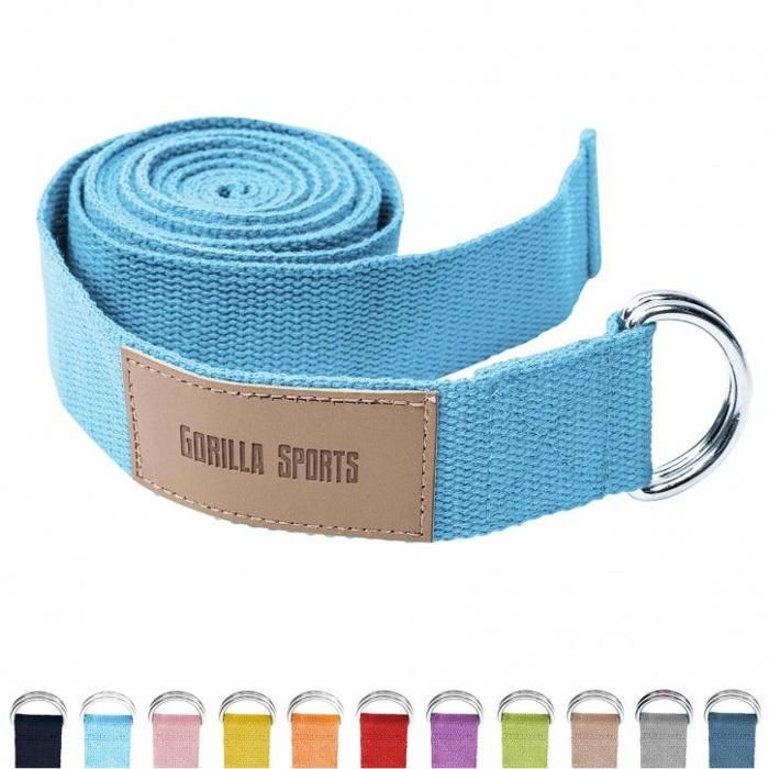 Sangle de Yoga Bleue - 100% coton - Sangle pour étirements - Fermetures en métal