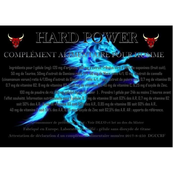 HARD POWER complément alimentaire 30 gélules pour hommes 100% naturel à base de TRIBULUS MACA GINGEMBRE TAURINE ARGININE ZINC,