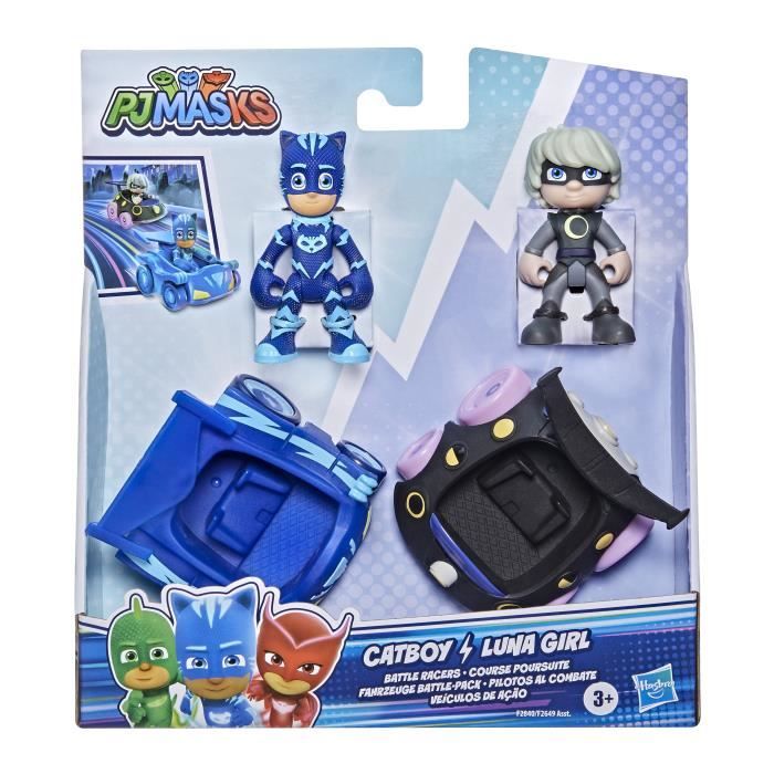 PYJAMASQUES - Jouet Course poursuite Yoyo contre Sorceline - 2 mini-véhicules avec 2 figurines articulées - pour enfant - dès 3 ans