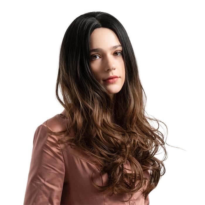 Ombre Couleur Milieu Partie 22 inch Perruques Cheveux Synthétiques Longs Ondulés Femmes 5 Styles UNE