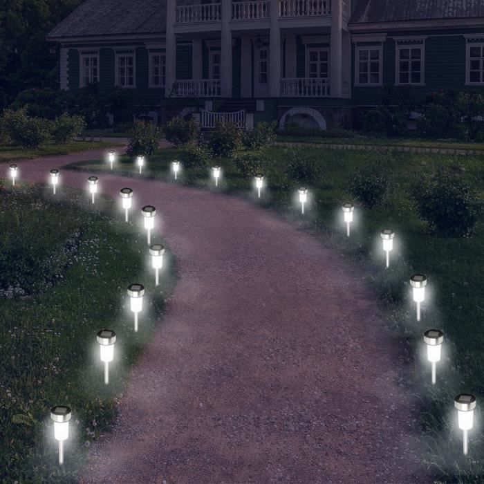 ID MARKET - Lot de 20 bornes solaires à LED lampes de jardin à planter