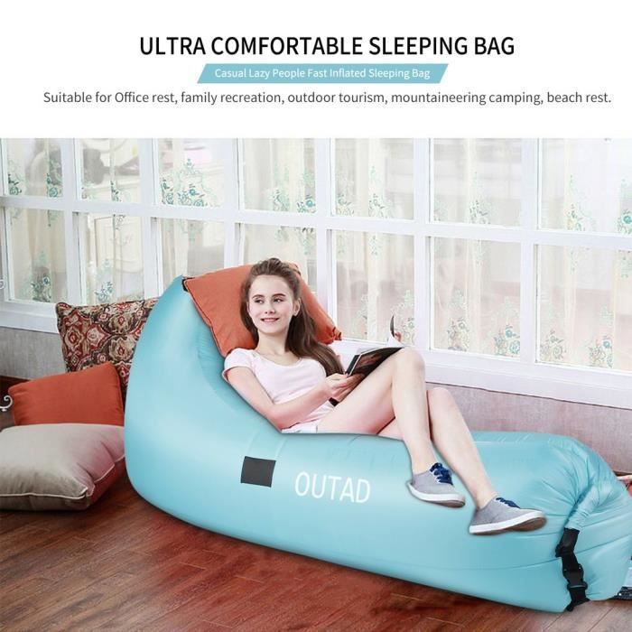 Bleu canapé lit gonflable bleu Chaise Longue, Matelas D'air Hamac avec Dossier Portable Air
