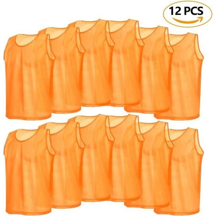 12pcs Maillots Gilet de Sport Chasuble Veste Survêtement Hommes d'Entraînement Respirant en Maille pour Football Basket-ball Rugby