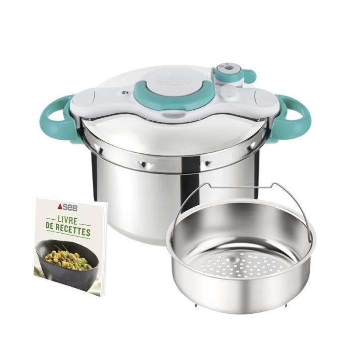 SEB P4620716 Autocuiseur Cocotte-minute CLIPSO MINUT' EASY - 6L - Tous feux dont induction - Fabriqué en France - Inox et bleu