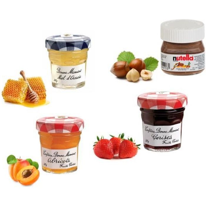 Pack Nutella / Bonne Maman : confitures de fraise, abricot, miel et Nutella