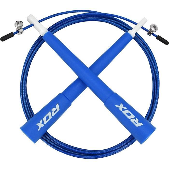 RDX Corde À Sauter Réglable en Salle De Gym Saut Vitesse Perdre du Poids Gymnastique Fitness MMA Boxe Entraînement Saut Câble -Bleu