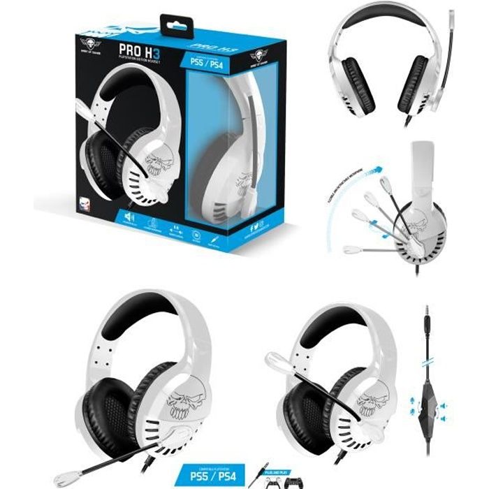 Casque GAMER PRO-H3 gaming PLAYSTATION PS5 PS4 BLANC