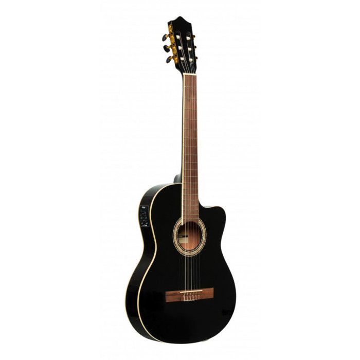 Stagg SCL60 TCE-BLK - Guitare classique électro-acoustique pan coupé - noire