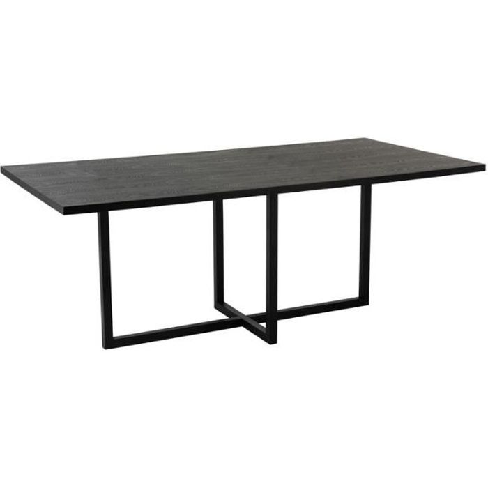 Table de repas rectangulaire Bois/Métal noir - VALDIVIA - L 200 x l 100 x H 76
