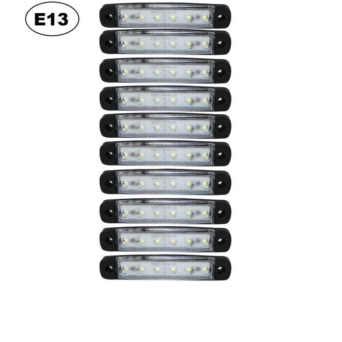 10 X 24v Blanc 6 LED Feux De Gabarit pour Camion Caravane Châssis Remorques