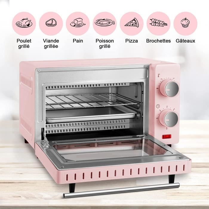 WOLTU Mini four électrique avec minuterie,Four à rôtir,12 Litres, 800 w, Rose
