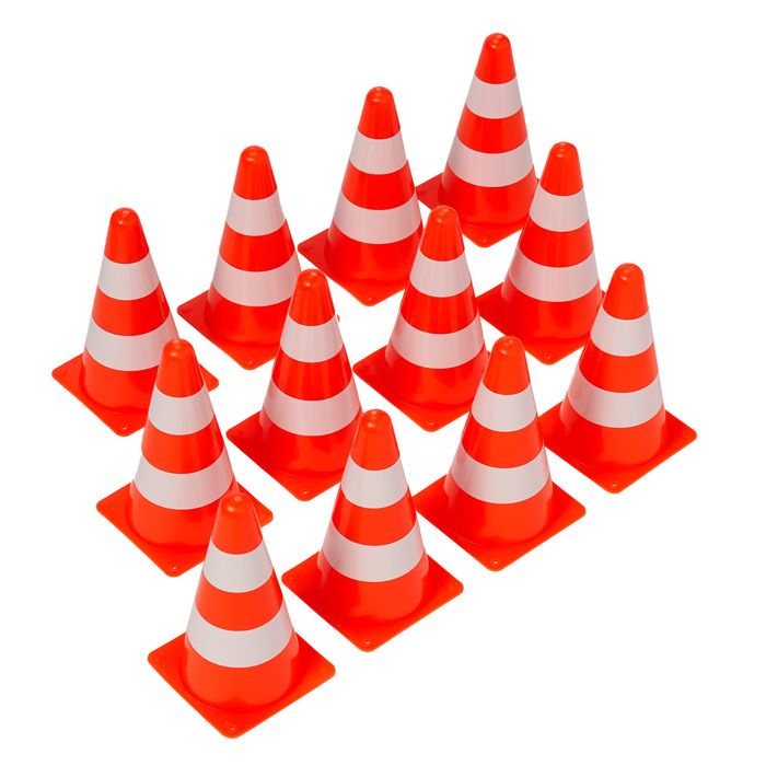 Lot 4 Cônes De Signalisation Pliable Relaxdays Avec Bandes Réfléchissantes - Orange Et Argenté