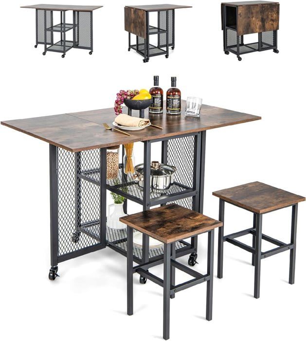 Set Table Et 4 Chaises Pliantes Volos Noir - Idéal Pour Jardin, Balcon, Fêtes | 80x80 Cm | Acier