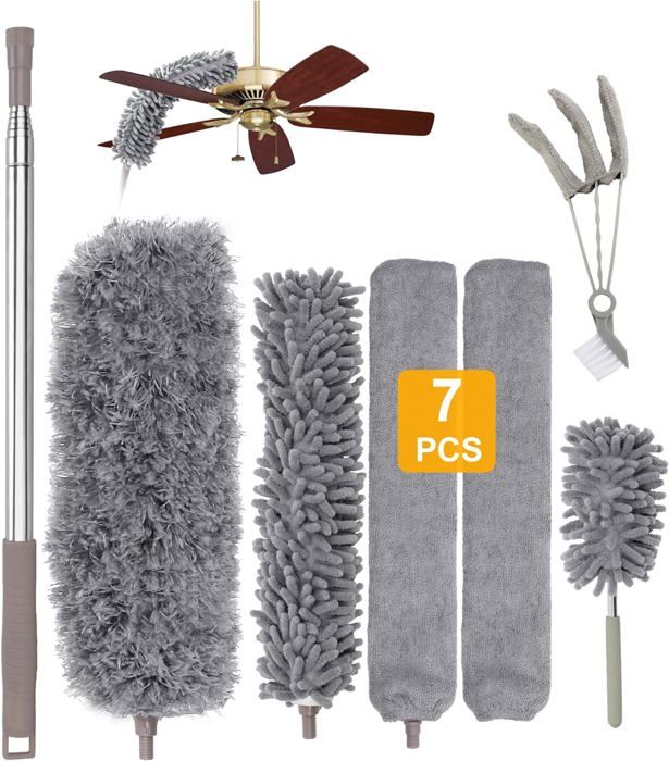 Plumeau Microfibre 13 Pouces Avec 4 Têtes Lavables - Pour Voiture, Meubles, écrans, Poussière Légère