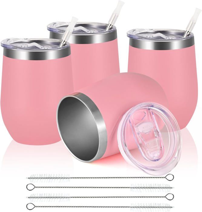 Set De 6 Timbales En Acier Inoxydable - Parfait Pour Schnaps, Café, Thé - Avec étui En Cuir - Cadeau Idéal Camping, Voyage