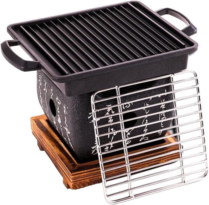 Mini Barbecue Japonais De Table Au Charbon - Gril Portable 16,5x14,5 Cm Pour Pique-Nique Et Jardin