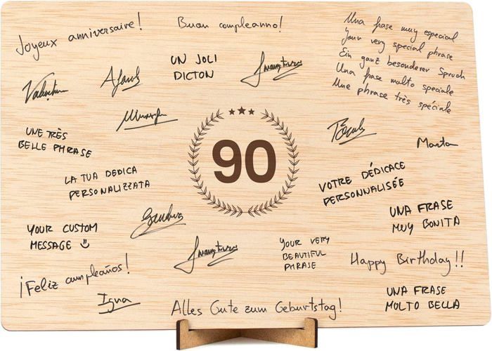 Carte anniversaire 90 ans Bois.Carte idee Postale Bois idée cadeau ...