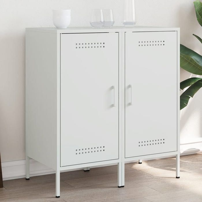 vidaXL Buffets 2 pcs Armoires avec Pieds Placards avec Porte Meubles de Rangement Salon Chambre à Coucher Blanc 36x39x79 843023