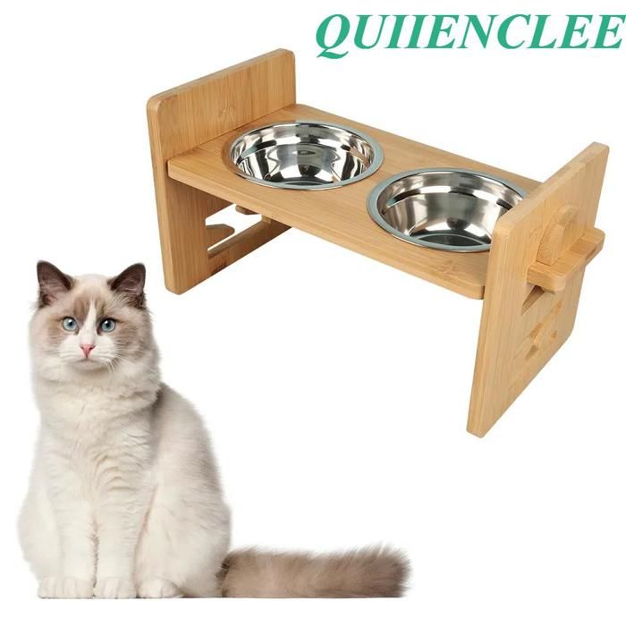 Comparer les prix de QUIIENCLEE-Support de gamelles pour chien et chat, hauteur réglable, convient aux animaux de différents âges