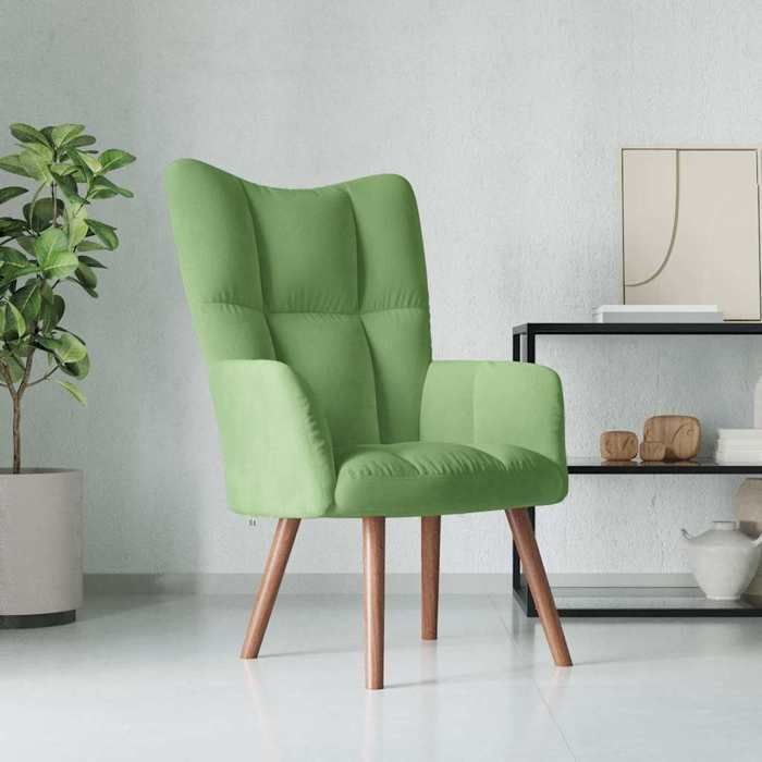 (Vert)Chaise individuel relax contemporain - SIGNOR - Fauteuil de relaxation Vert clair Velours 988806
