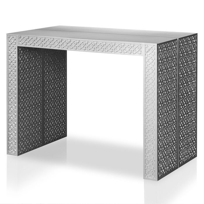 MENZZO Table Console extensible Nassau Morocco Gris - table à manger L100 x P50 x H75 cmAvec 1 rallonges : L100 x P100 x H75