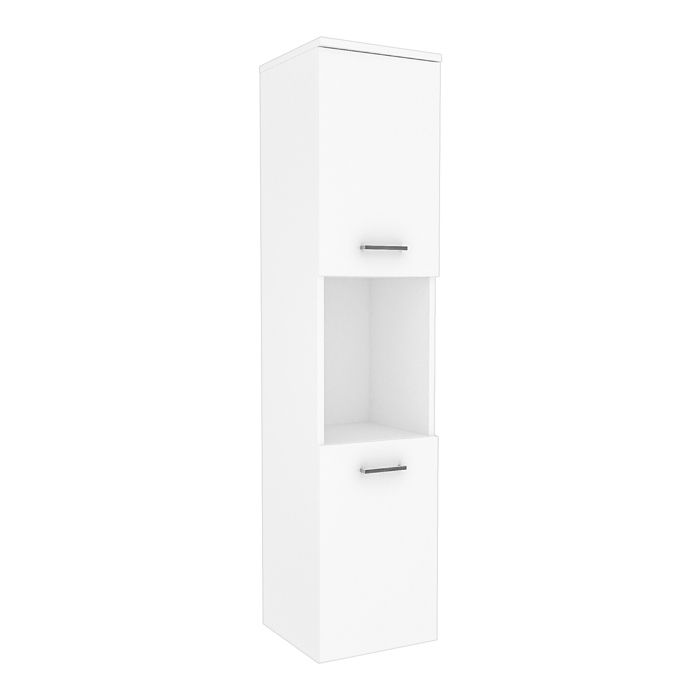 Meuble colonne de salle de bain suspendu Krildihana 131 x 30 x 30 cm blanc argent