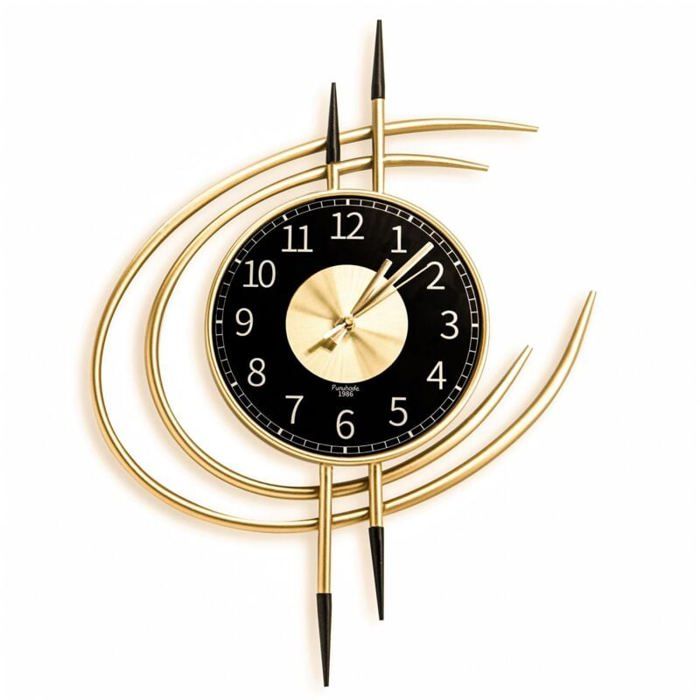 Grande horloge murale décorative vintage salon bois gris blanc 78cm Chemin de campagne
