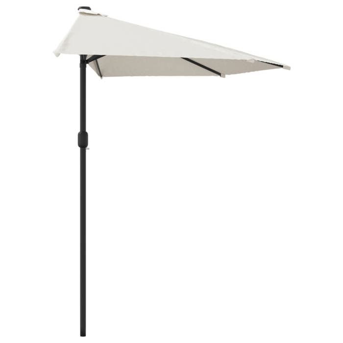 Parasol de balcon demi-ronde - WIENS - 270x144 cm - Sable - Mât en aluminium - Tissu polyester anti-UV - Manivelle