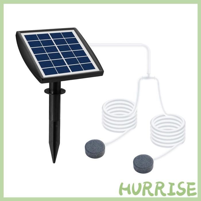 Aérateur solaire détang avec Tube doxygène et pierre à bulles pompe à oxygène solaire 6 V 2 W 08 L/min pour étang Aquarium