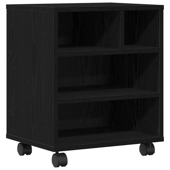 Support dimprimante avec rangement - vidaXL - Chêne noir - 41 x 32 x 48 cm - Roues - Deux niveaux - Bois dingénierie
