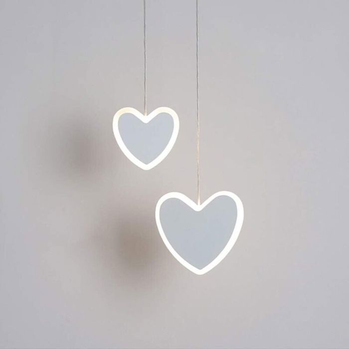 Lampe suspendue en forme de cœur - PZCC - PZCC - Abat-jour blanc - Hauteur réglable 1 m - LED 10W