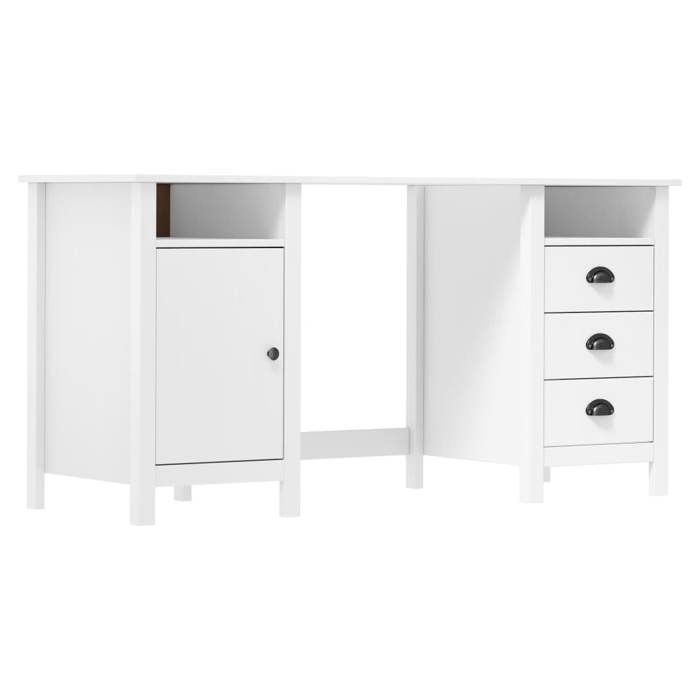 1pc Blanc Armoire Bureau détude - Magnifique Bureau Hill Blanc 150x50x74cm - Bois de pin solide CL2533816