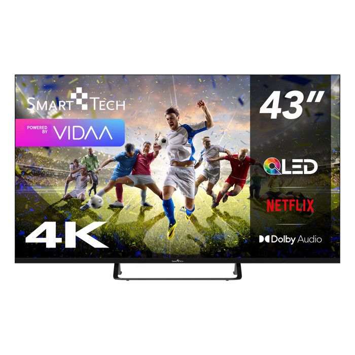 Smart Tech TV QLED 4K UHD 43 (109 cm) 43QV02V Vidaa TV 3xHDMI 2xUSB Dolby Audio HDR10