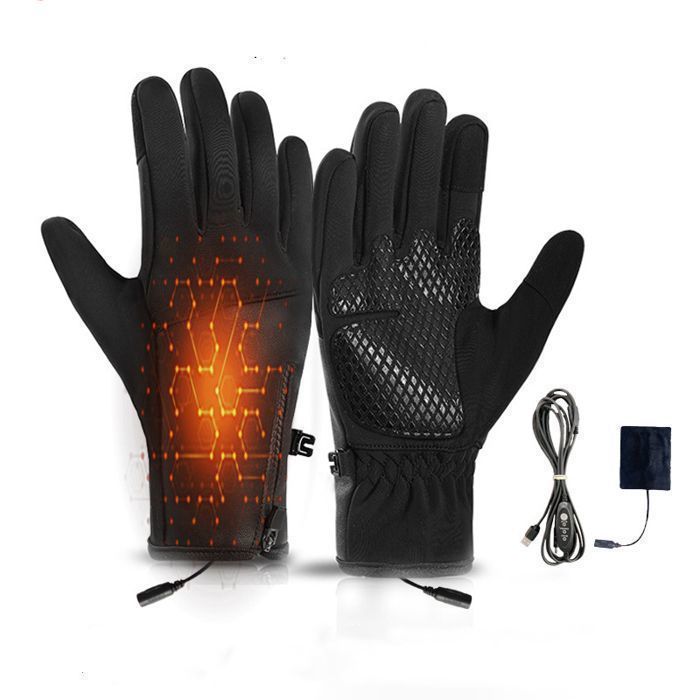 Gants SPORT Chauffants USB Gants chauffants électriques 3 température thermiques Chauffe-mains Moufles chauffant pour noir