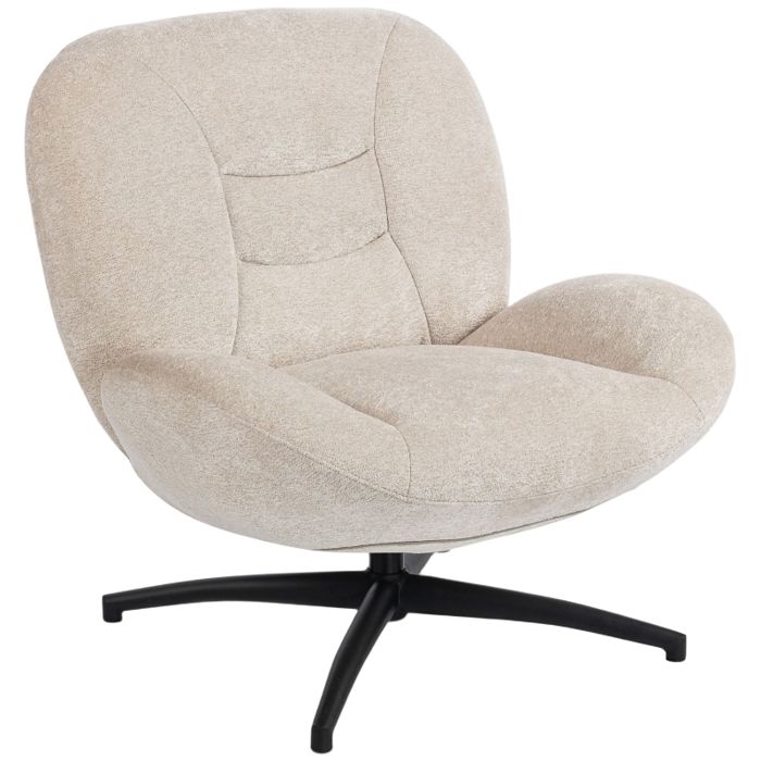 Fauteuil pivotant - Crème blanc - Polyester - 89x83x85 cm - Poids 16.5 kg - Mousse haute densité 13 cm - Coton PP 20 cm