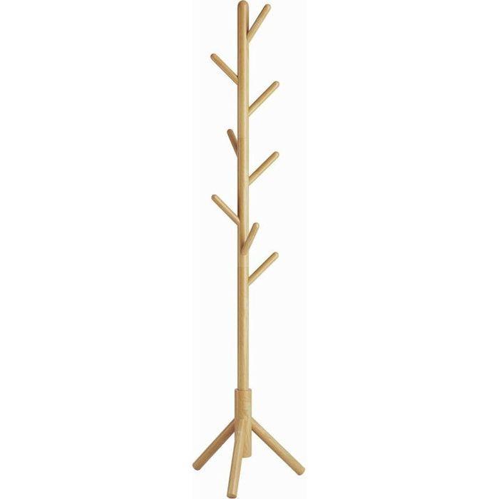 Portemanteau sur pieds en bois - 8 crochets charge 15kg Assemblage facile ajustable - Entrée et chambre - Couleur bois