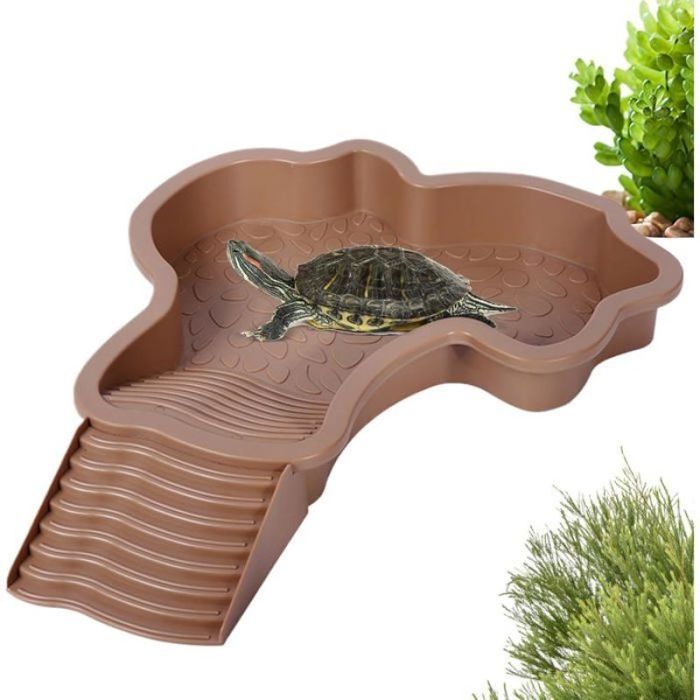Piscine Tortue Terrestre Mangeoire plat deau bassin avec rampe bol pour reptiles avec échelle bassin de douc BASSIN POUR ANIMAL