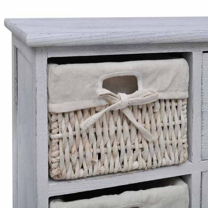 CHIC Armoire en Bois 3 Paniers Gauches en Tissage Blanc 60 x 30 x 63 cm avec charge maximale 50 kg &auz65e