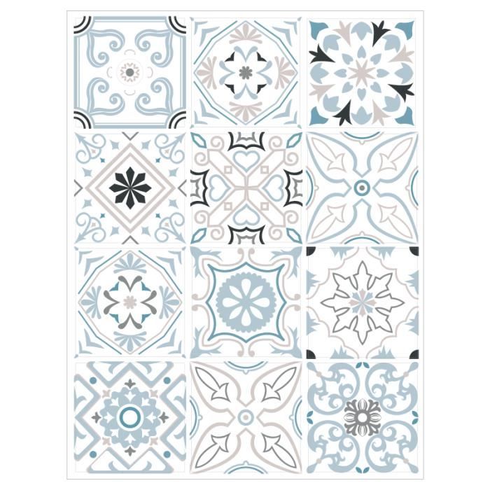 Sticker Carrelage Carreaux De Ciment Pastelnight 12 Pieces
