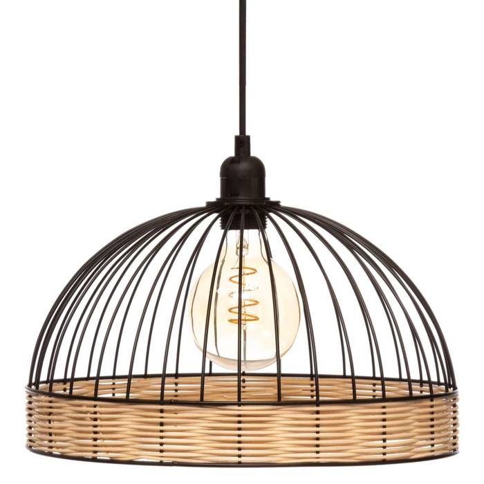 Suspension filaire Suwa métal noir D35cm - Atmosphera Créateur dintérieur