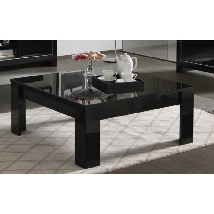 Table Basse Carree Modena 100 X 100 Cm De Coloris Noir Laque