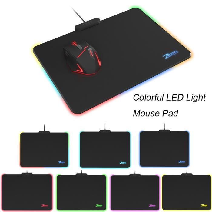 350 x 250 x 5 MM ICETEK RGB Nouveau Tapis de Souris de Jeu avec 15 Lumières LED Commutables avec écran Tactile Tapis de Souris de Bureau USB Convient pour PC de Bureau-L- 