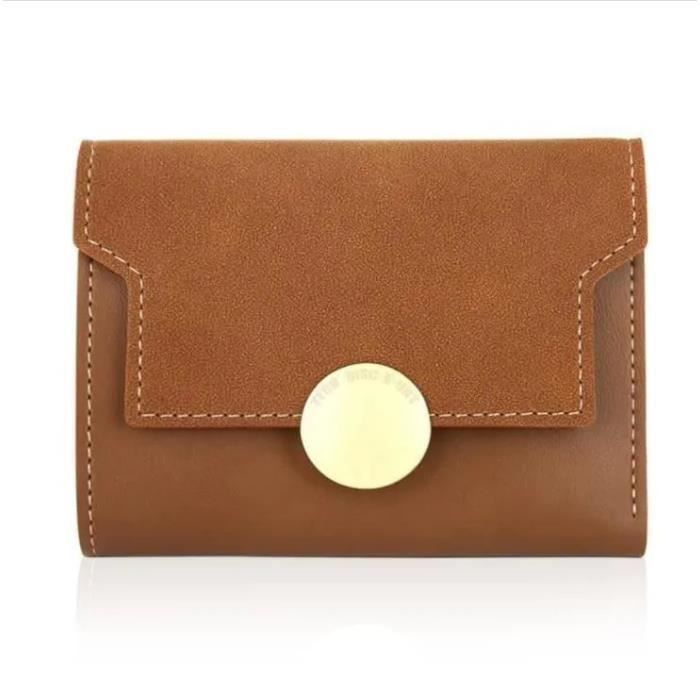 Porte-monnaie Portefeuille Femme Cuir PU Brun brun - Cdiscount Bagagerie -  Maroquinerie