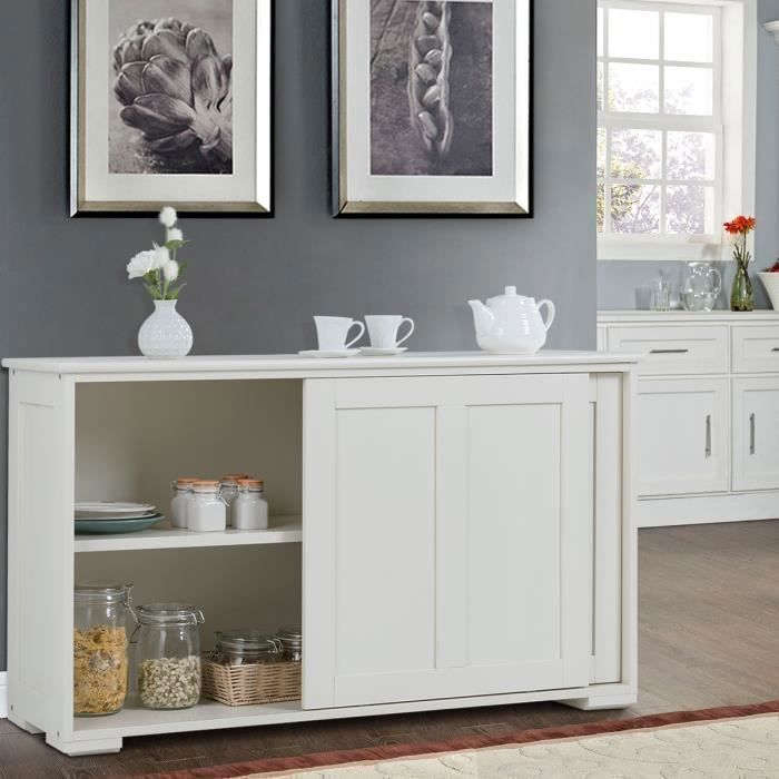 Buffet Bas Contemporain Bahut Vaisselier Laque Blanc Brillant Avec Porte Coullissant Et 2 Etageres En Mdf 106 7 X 33 X 62 5 Cm Achat Vente Buffet De Cuisine Buffet Blanc Cdiscount