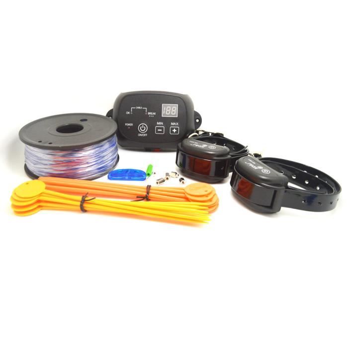 2 CHIENS CLOTURE ELECTRIQUE POUR CHIEN COLLIER ANTI FUGUE CLOTURE ANTI FUGUE RECHARGEABLE 600 m