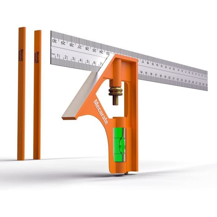 Équerre combinée de 30,5 cm, pouce-métrique en métal avec lame en acier ...