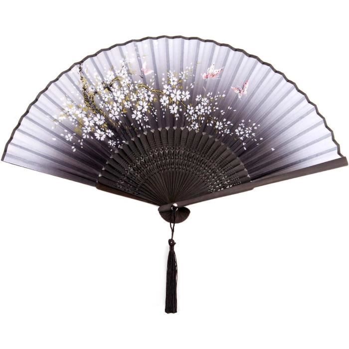 Éventail Pliant Noir Dentelle Et Bambou – Taille Compacte (22 Cm) – Élégant Pour Mariage, Soirée, été - 7