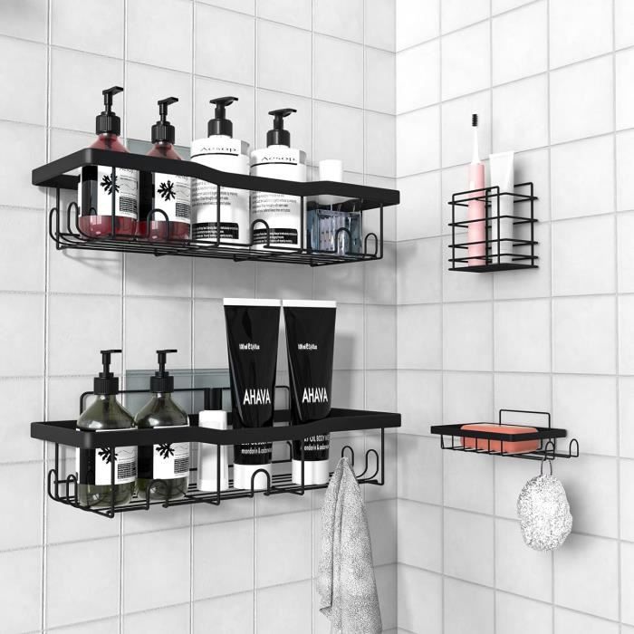Etagère Douche Sans Percage, 5 Pcs Etagere Rangement Salle De Bain