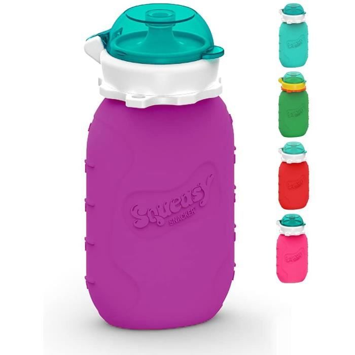 Gourde Réutilisable en Silicone pour Compotes et Purées Maison Pour les Bébés et les Enfants Violet Squeasy Snacker Sans BPA 180ml 